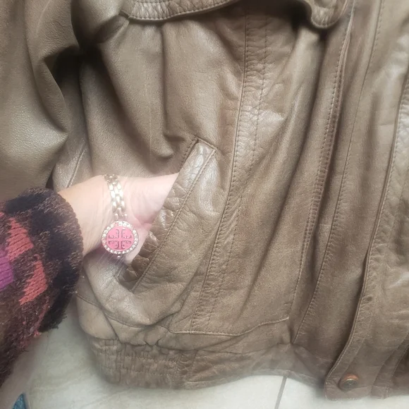 Reed Sportswear Vintage brown Leather Bomber Jacket Brown removable liner 48L